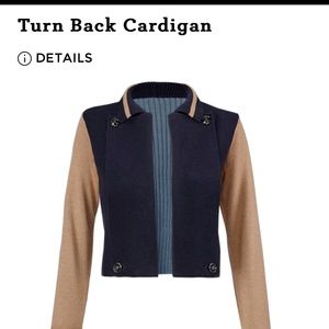 CAbi "Turnback Cardigan" navy , Size Medium